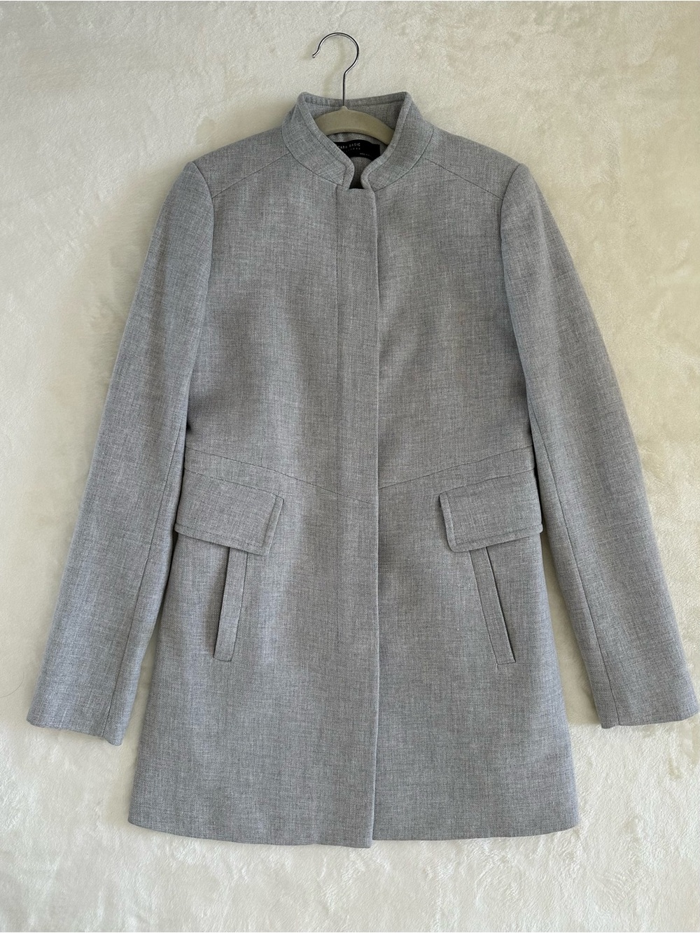 Zara Basic Structured Tailored Coat in Light Gray, Size XS